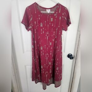 LuLaRoe Carly Burgundy Arrow Print Dress